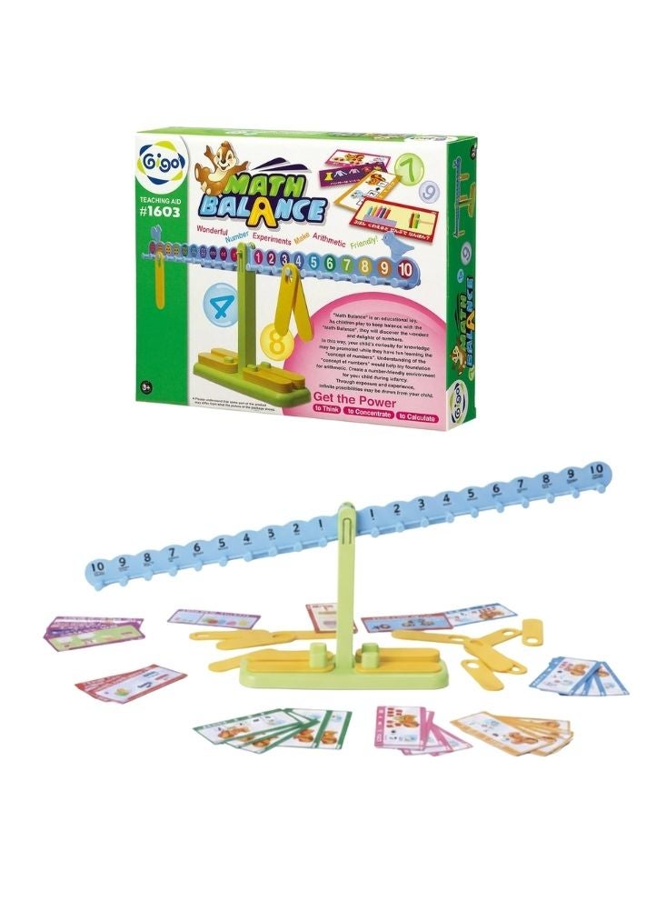 Gigo Math Balance Scale Learning Toy with Numbers and Cards, Educational Arithmetic Balance Game for Kids - Image 1